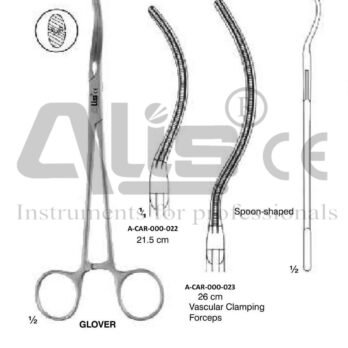GLOVER VASCULAR CLAMPING FORCEPS AND SPOON SHAPED