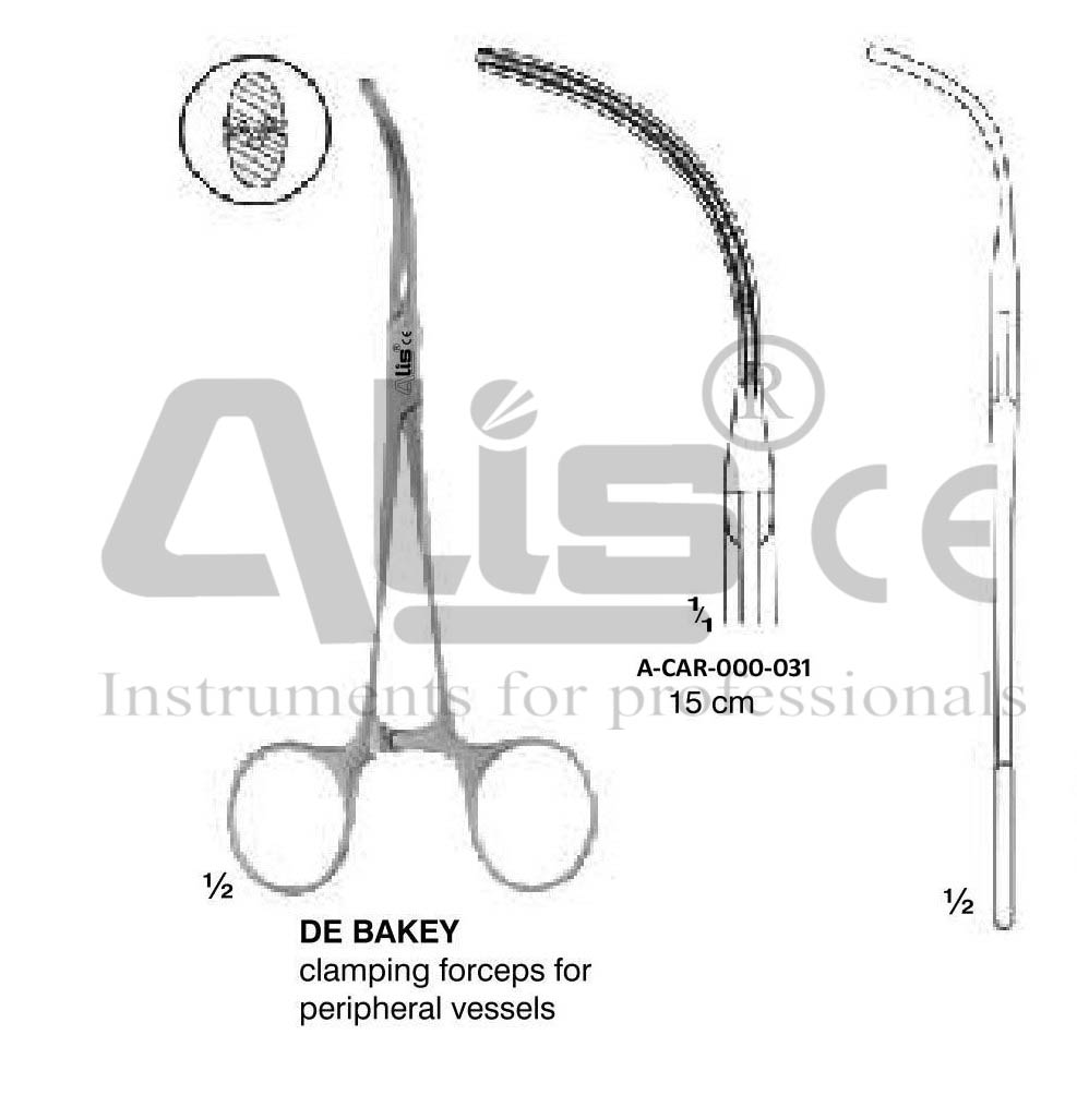 DE BAKEY CLAMPING FORCEPS FOR PERIPHERAL VESSELS