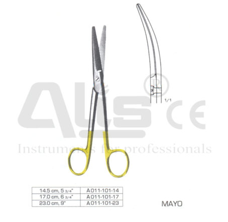 Mayo surgical scissors with tungsten carbide edge