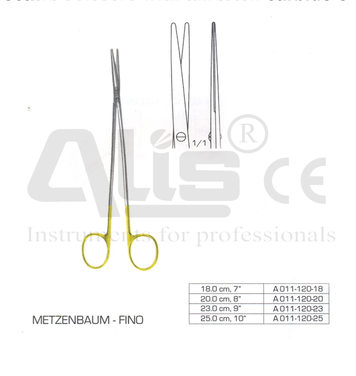 Metzenbaum Fino surgical scissors with tungsten carbide edges