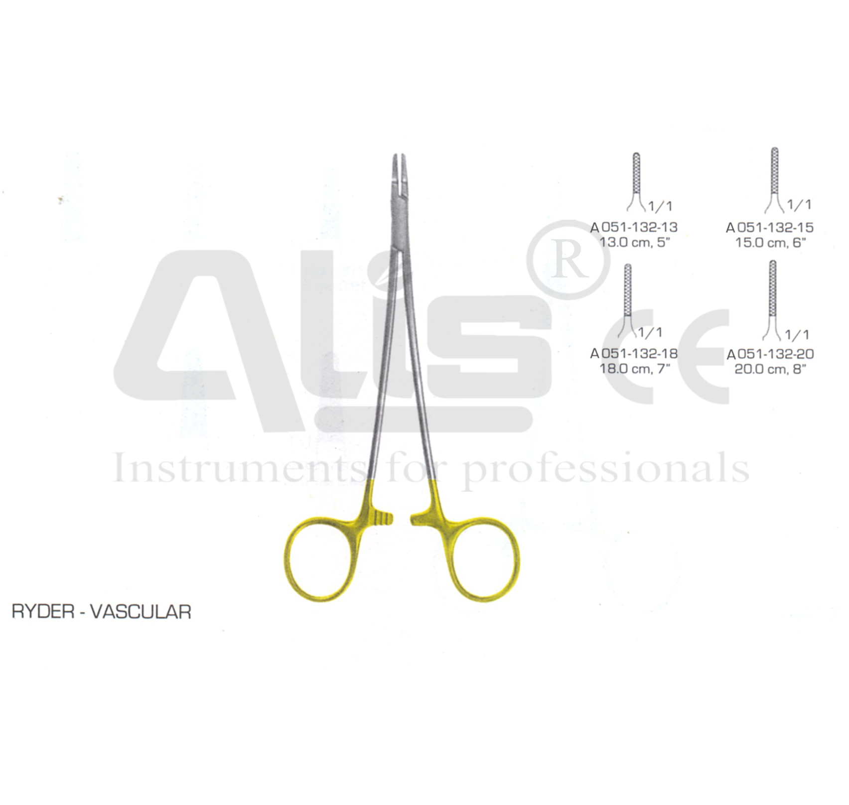 Hegar Vascular needle holder with tungsten carbide inserts
