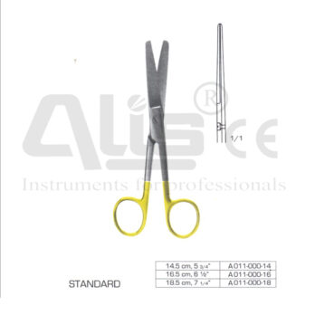 Standard surgical scissors with tungsten carbide edge