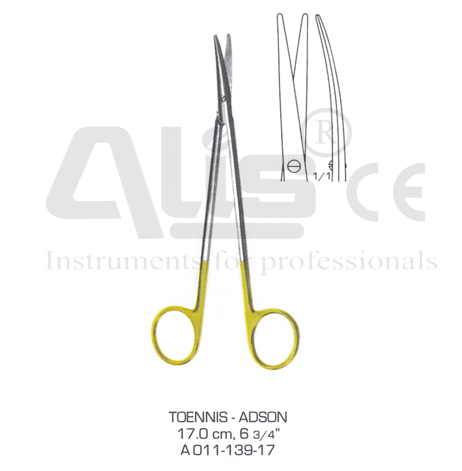Toennis Adson surgical scissors with tungsten carbide edges